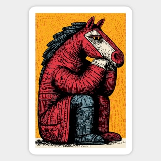 Melancholic Horse Sitting Alone Emotional Art Sticker